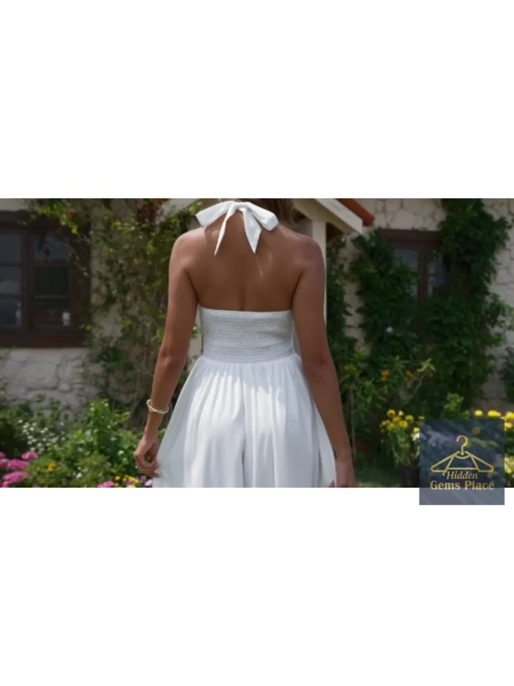 Women's Gingham Halter Corset Midi Dress Summer Floral V Neck Smocked Sundress